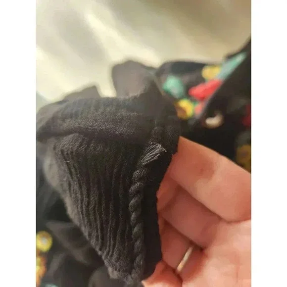 Free People Dress Flowy Black Embroidered Floral Size Medium - Picture 7 of 7